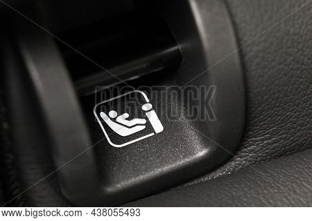 Sofix Sign On Black Leather Background. Isofix For Child Car Seats - Image