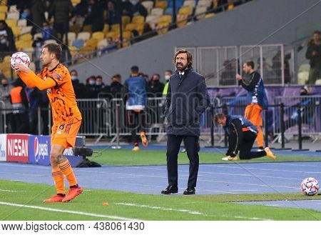 Kyiv, Ukraine - October 20, 2020: Juventus Manager Andrea Pirlo Looks On During The Uefa Champions L