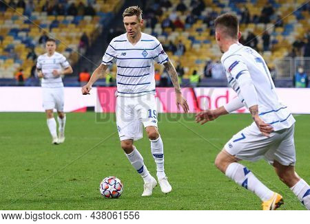 Kyiv, Ukraine - October 20, 2020: Denys Garmash Of Dynamo Kyiv Controls A Ball During The Uefa Champ