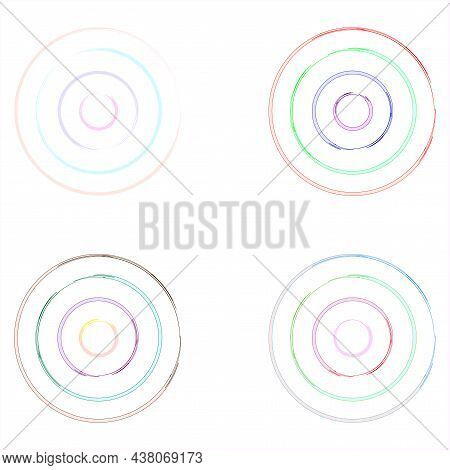 Colorful Abstract Circles Set. Creative Target Symbol. Art Design. Geometric Sphere. Vector Illustra