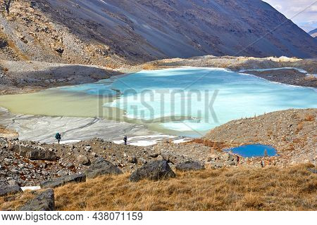 Mountain Azure Lake With Turquoise Water Stream Landscape