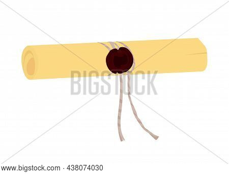 Diploma Rolled Into A Tube Vector Stock Illustration. Paper Pirate Treasure Map. A Package With A Se