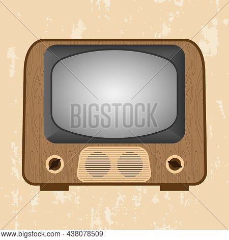 Retro Tv Set In Vintage Style. The Old Tv Has A Flat Design. Retro Tv Set For Animation. Vector Illu