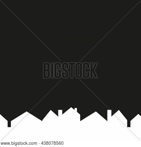 Cityscape, Vector Icon, White Silhouette On Black Background