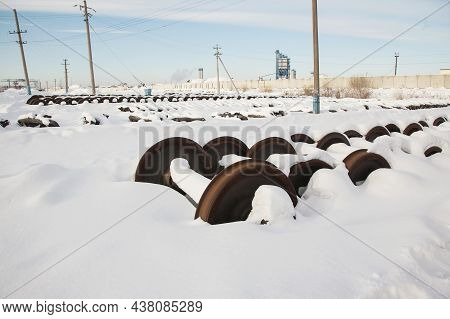 Railway Station For Freight Trains. Russia, Tyumen. Winter