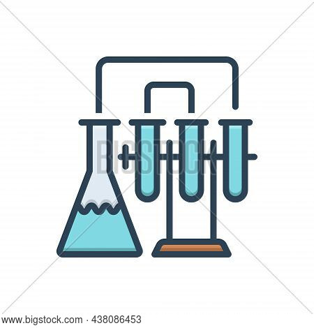 Color Illustration Icon For Lab Patholology Laboratory Pharmaceutical Research Experiment Test-tube 
