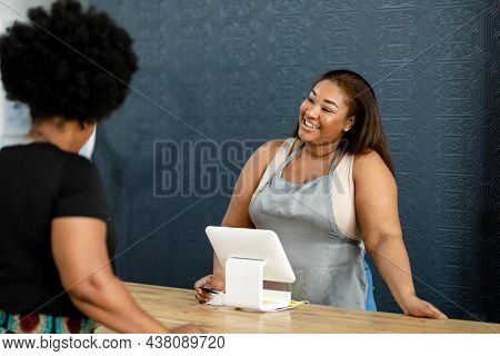 Front receptionist welcoming the customers