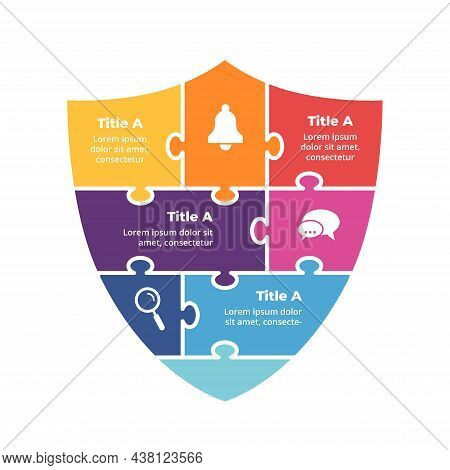 Creative Vector Protection Puzzle Infographic. Abstract Shield Diagram. 4 Steps, Options, Parts. Int