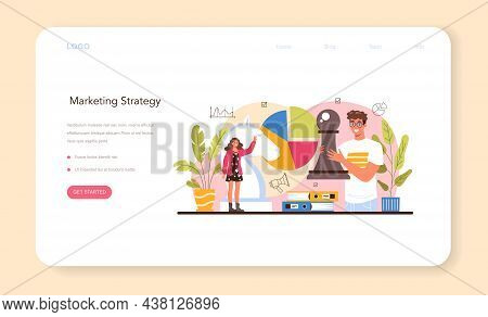 Marketer Web Banner Or Landing Page. Marketing Strategy And Communucation