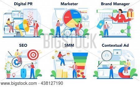 Big Public Relations Set. Pr Technologies Collection. Brand Advertising