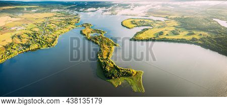 Lyepyel District, Lepel Lake, Beloozerny District, Vitebsk Region. Aerial View Of Residential Area W