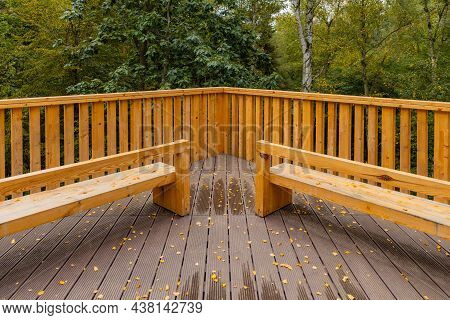 Footbridge Among Trees Over Small Szklarka River