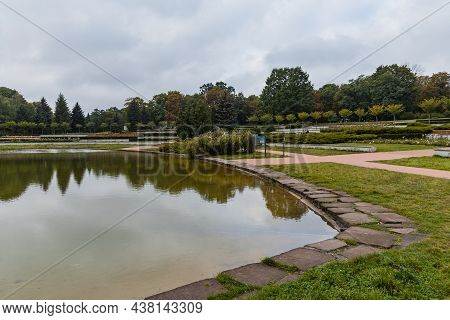 Small Lake And Rosarium In Cytadela Park At Autumn