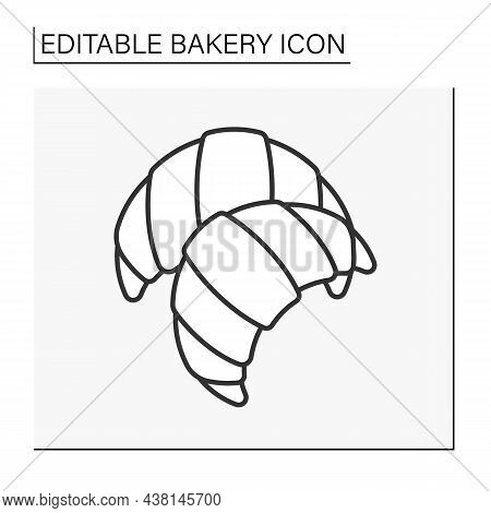 Baking Line Icon. Croissant Dessert. French Crescent-shaped Roll.bakery Concept. Isolated Vector Ill