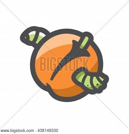 Peach And Worm Vector Icon Cartoon Illustration.