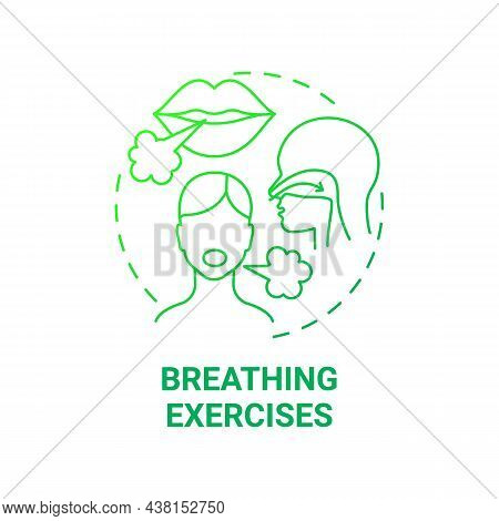Breathing Exercises Green Gradient Concept Icon. Respiratory Rehabilitation Abstract Idea Thin Line 