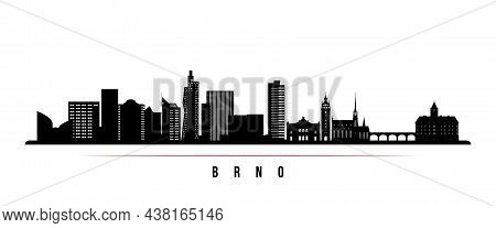 Brno Skyline Horizontal Banner. Black And White Silhouette Of Brno, Czech Republic. Vector Template 