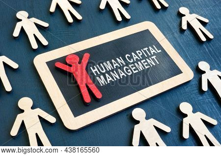 Plate With Words Human Capital Management And Red Figurine.