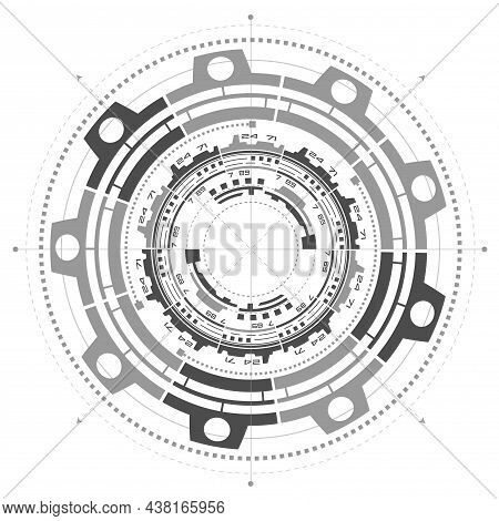 Hud Futuristic .gear Vector.electronic Interface Of The Future . Fantastic Circle .