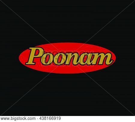 Poonam Brand Logo On Red Oval. Poonam Company Logo.