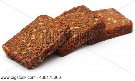 Rye Bread Sliced Food Over White Background
