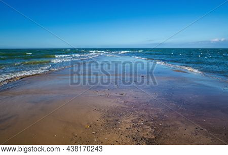 Beach At Skagen In Denmark Where Two Seas Meet, Namely The Skagerrak And The Kattegat