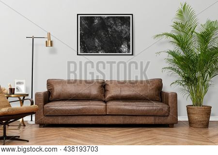 Living room interior in luxury industrial style