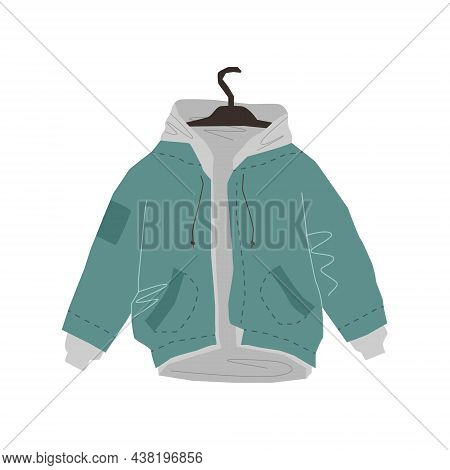 Vector Isolated Illustration With An Element Of Warm Clothing. A Jacket With A Removable Hoodie Inse