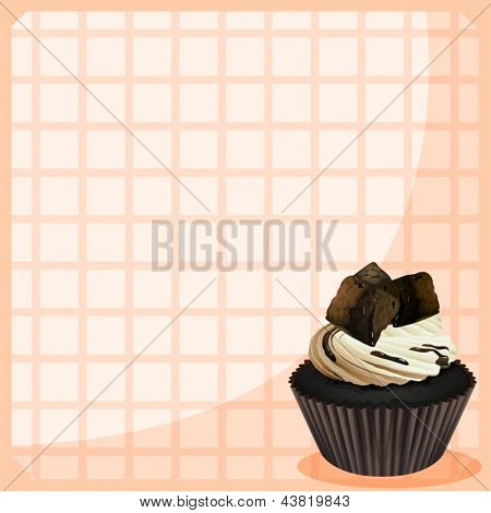 초콜릿 컵 케 익과 편지지의 일러스트