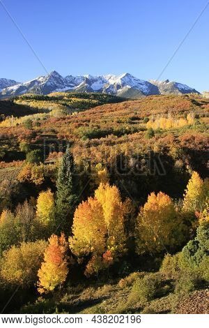 Mount Sneffels Range With Fall Color, Colorado, Usa