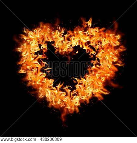 Heart flame element, orange creative design