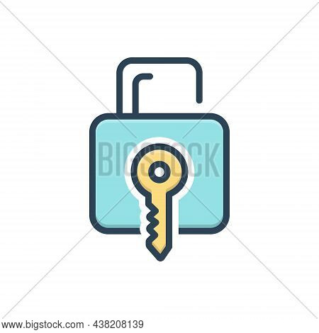 Color Illustration Icon For Keylock Protection Security Lock Login