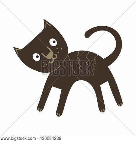 Halloween Black Cat. Vector Illustration. Design For Halloween