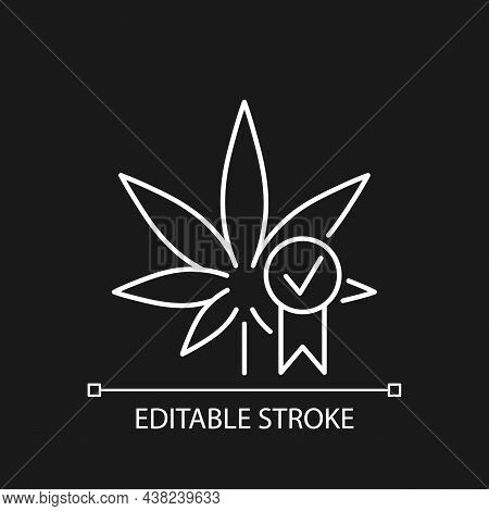 Cannabis Quality Control White Linear Icon For Dark Theme. Medical Marijuana Product Evaluation. Thi