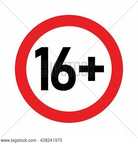 16 Plus Sign. Sixteen. For Adults Only. Age Restrictions, Censorship, Parental Control. Icon For Con