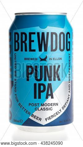Groningen, Netherlands - October 31, 2021: Can Of Scottish Brewdog Punk Ipa Beer Isolated On A White