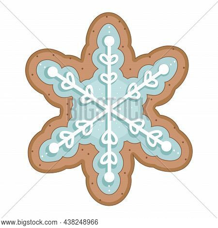 Gingerbread Snowflake Christmas Cookies. Vector Illustration Isolated