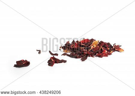 Hibiscus. Red Hibiscus Leaves Isolated On A White Background. Karkade. Karkade Tea.