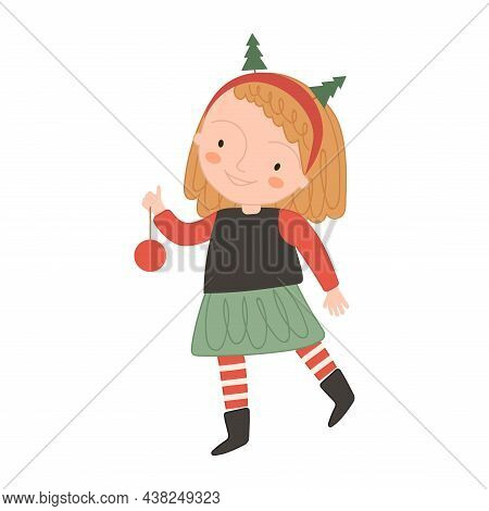 A Happy Girl In A Christmas Sweater.