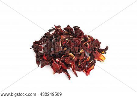 Hibiscus. Red Hibiscus Leaves Isolated On A White Background. Karkade. Karkade Tea.