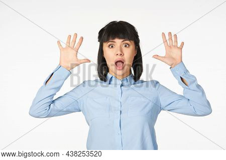 Woman In Blue Shirt Executive Business Work Emotions