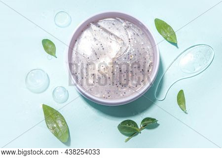 Cosmetic Bottle With Leaves With Water