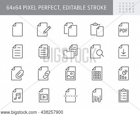 File Line Icons. Vector Illustration Include Icon - Paper, Pdf, Pen, Document, Checklist, Page, Imag