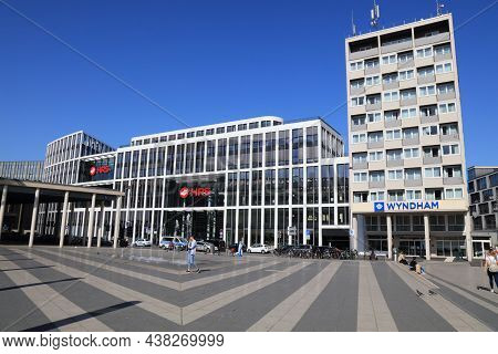 Cologne, Germany - September 21, 2020: People Walk By Hrs Group Headquarters In Cologne City, German