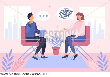 Psychological Help Concept. Person With Internal Problems Came To Specialist For Support. Mental Hea