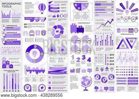 Bundle Infographic Elements Data Visualization Vector Design Template. Mega Set. Can Be Used For Ste