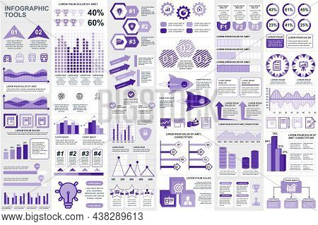 Bundle Infographic Elements Data Visualization Vector Design Template. Mega Set. Can Be Used For Ste