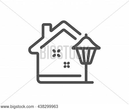 Street Light Line Icon. Outdoor Lamp Sign. House Illuminate Symbol. Quality Design Element. Linear S