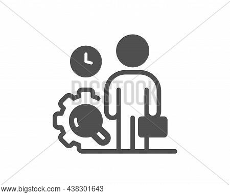 Inspect Icon. Quality Research Sign. Person Verification Symbol. Classic Flat Style. Quality Design 