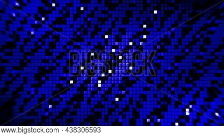 Abstract Colorful Running Pixels Background, Seamless Loop. Design. Zigzag Pattern Of Shimmering And